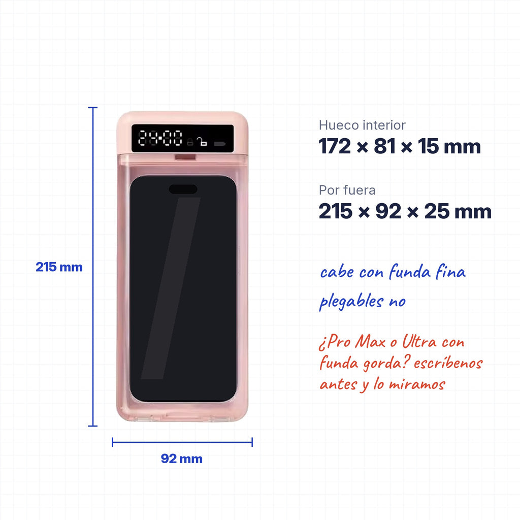 Medidas de Capsule: hueco interior de 172 x 81 x 15 mm y 215 x 92 x 25 mm por fuera